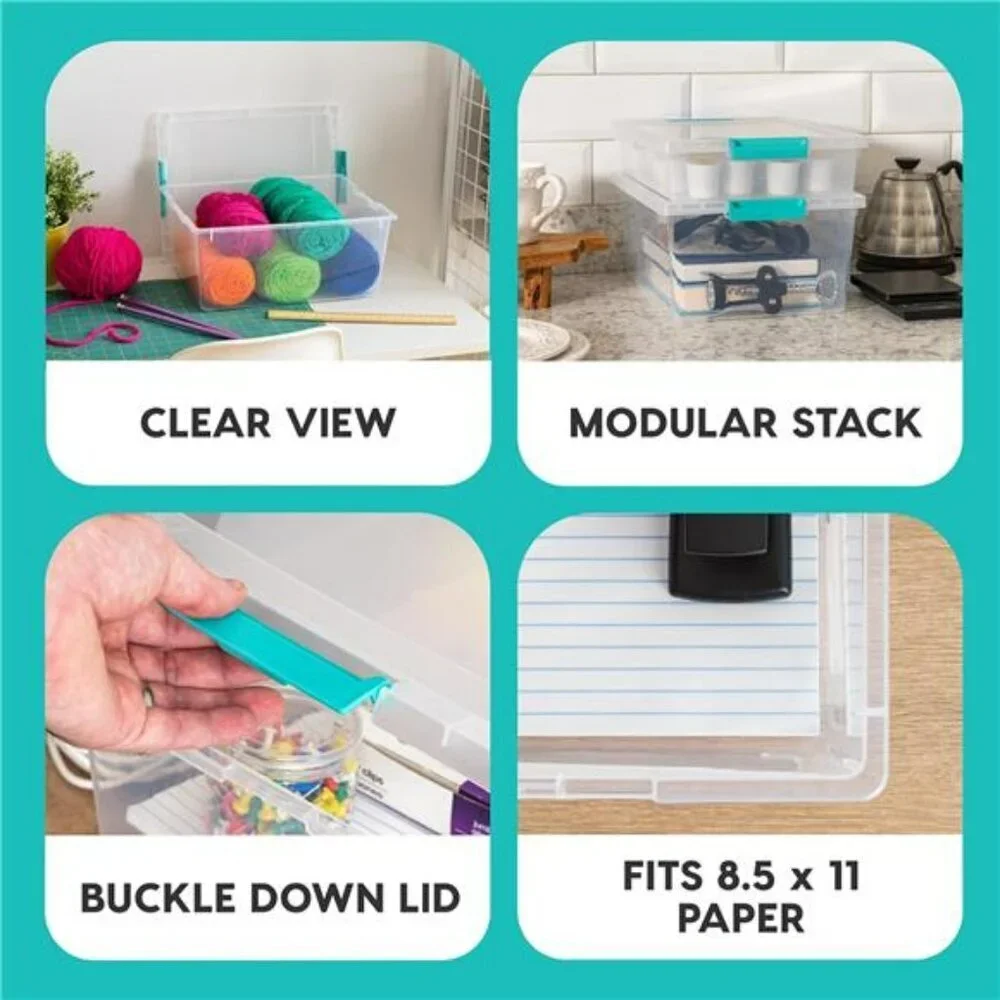 Clear Plastic Storage Bins with Lids 4 Pack Stackable Craft Organizer Box